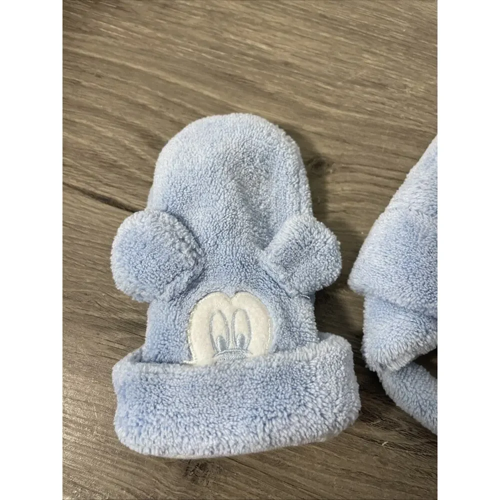 Disney Parks Mickey Mouse Hat and Mitten Set Infant Baby Blue